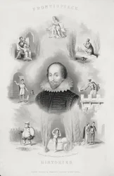 Frontispice pour les Histoires, des Œuvres Complètes de Shakespeare, révisé par J. O. Halliwell, gravé par G. Greatbach