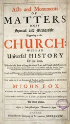 Frontispice, tiré de Acts and Monuments de John Foxe, neuvième édition, pub. 1684