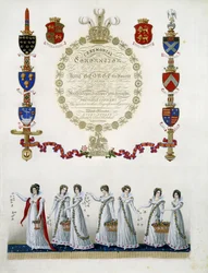 Frontispice, tiré du « Cérémonial du couronnement de Sa Très Sacrée Majesté le roi George IV », par John Whittaker, 1823