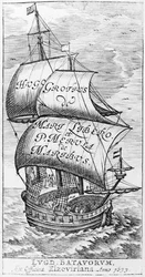 Frontispice de De mari libero, par Hugo Grotius et Paulus van Merula de Maribus, 1633