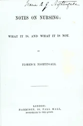 Frontispice des Notes sur les soins infirmiers de Florence Nightingale : Ce que c