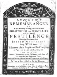 Frontispice de Londons Remembrancer par John Bell, 1665