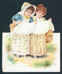 Filles ramassant des œufs