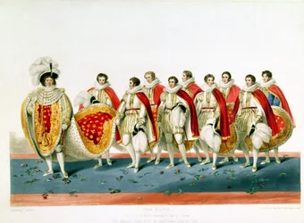 George IV en costume de couronnement portant une coiffe d