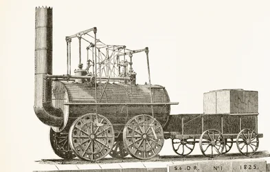 Train de George Stephenson de 1825, extrait de The National and Domestic History of England par William Hickman Smith Aubrey (1858-1916) publié à Londres, vers 1890