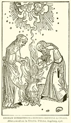 Superstition allemande--Sorcières préparant un charme. D