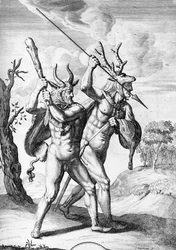 Germains, illustration de Les Commentaires de César traduit en anglais par William Duncan, gravé par Cornelis Huyberts, publié en 1753
