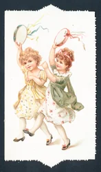 Filles dansant avec des tambourins, Carte de Noël