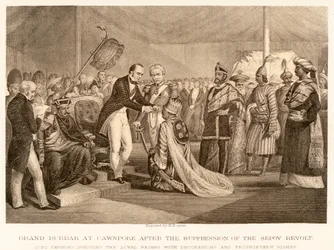 Grand Durbar à Cawnpore après la répression de la révolte des Cipayes