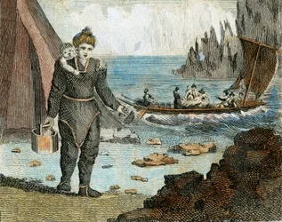 Femme et bateau du Groenland, vers 1779 (gravure)