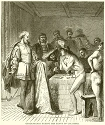 Guacanagari prenant congé de Colomb