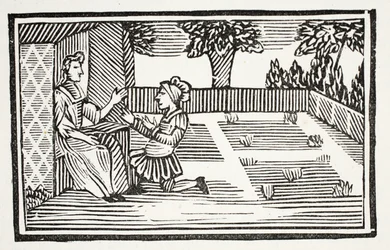 Guy courtise la belle Phillis, illustration de Chap-books du XVIIIe siècle par John Ashton, pub. 1882
