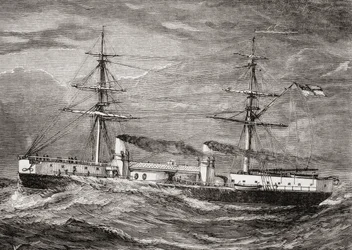 HMS Inflexible, croiseur de bataille de la classe Invincible de la Royal Navy britannique, illustration de 