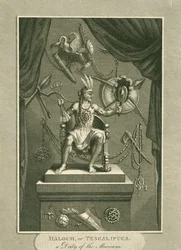 Haloch, ou Tescalipuca, une divinité des Mexicains, illustration de The World: or the present State of the Universe, par Cavendish Pelham