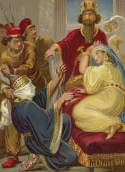 Haman demandant sa vie à la reine Esther