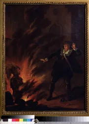 Hamlet face au fantôme de son père, illustration pour la pièce Hamlet de William Shakespeare (1564-1621), peinture de l