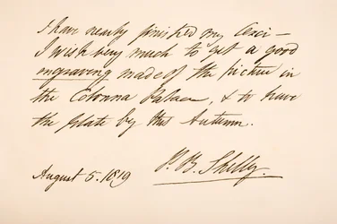 Écriture et signature de Percy Bysshe Shelley, 1819