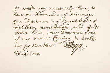 Écriture et signature de Samuel Pepys, 1700
