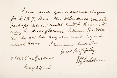 Écriture et signature de William Eward Gladstone