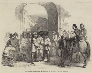 Quartier général de Garibaldi, au couvent de San Silvestri à Rome (gravure)