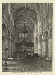 Cathédrale de Hereford, la nef, vue vers l
