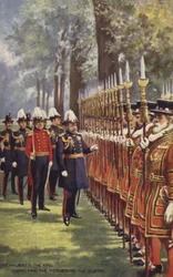 Sa Majesté le Roi inspectant les Yeomen de la Garde