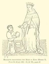 Hoccleve présentant son livre au roi Henri V