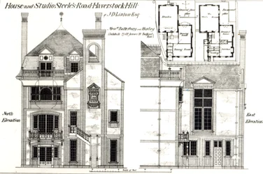 Maison et Studio, Steeles Road, Haverstock Hill, de The Building News, 9 février 1877