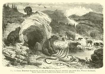 Paysage européen idéal de la période post-glaciaire, montrant l