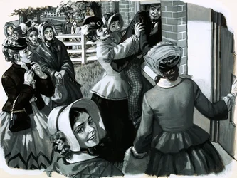 En 1848, Elizabeth Cady Stanton a organisé une réunion de suffragettes à New York (gouache sur papier)