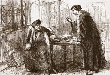 Entrevue entre Érasme et Calvin, illustration de L