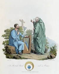 Irlandais et barde - dans « Celtes et Goths, coutumes des habitants des îles britanniques du début du 6e siècle et des nations gothiques de la côte ouest de la Baltique », par S.R. Meyrick et Ch. Smith