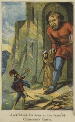 Jack souffle dans sa corne à la porte du château de Cormoran