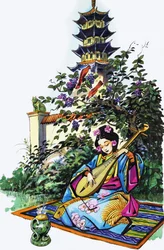 Jeune fille japonaise dans un jardin