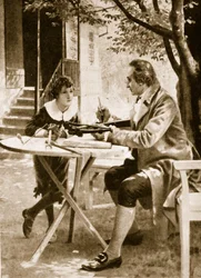 Johann Wolfgang von Goethe instruisant son fils, August, à tirer à l