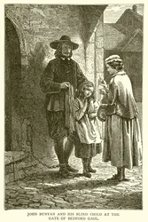 John Bunyan et son enfant aveugle à la porte de la prison de Bedford