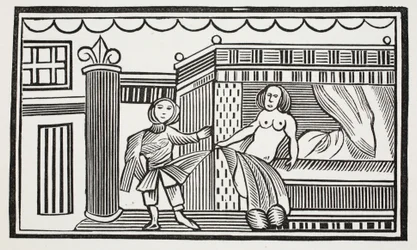 Joseph et sa maîtresse, illustration de Chap-books du XVIIIe siècle par John Ashton, pub. 1882