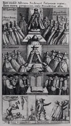 Le roi Charles II (1630-85) avec les Chambres du Parlement, 1660