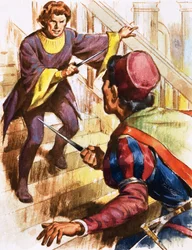 Combat au couteau dans les escaliers