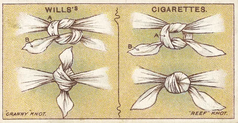 Nœuds, no.6 de la série Premiers Secours des cartes de cigarettes Willss, 1913