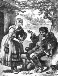 La Mégère apprivoisée - Illustration dans "Œuvres complètes de William Shakespeare" 1866