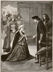 Lady Catherine Gordon devant Henri VII, illustration de Cassells Illustrated History of England