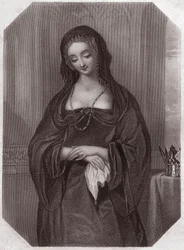 Lady Grey (Henry VI) (Elizabeth Woodville) - dans - "Galerie des femmes de Shakespeare, collection de quarante-cinq portraits sérieux par les premiers artistes de Londres, enrichie de notices critiques et littéraires" vers 1838