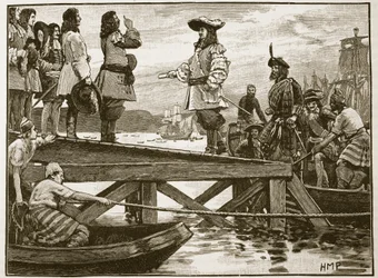 Débarquement du maréchal Schomberg à Carrickfergus (illustration de Cassells Illustrated History of England)