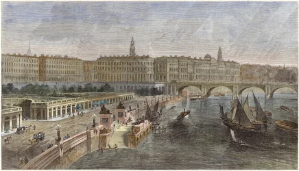 Escaliers de débarquement et jardins ornementaux entre les ponts Hungerford et Waterloo
