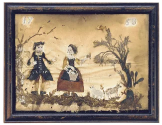 Paysage avec figures et moutons