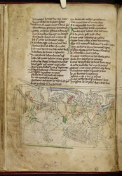 Lansdowne 782 f.26v Une bataille entre chevaliers montés, de 