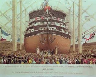 Lancement du H.M.S. Royal Albert, vapeur à vis, 131 canons, à Woolwich, 13 mai 1854
