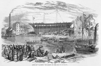 Lancement de "La Hogue," le plus grand navire jamais construit à Sunderland