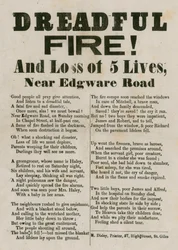 Brochure avec vers concernant un incendie près de Edgware Road, Londres